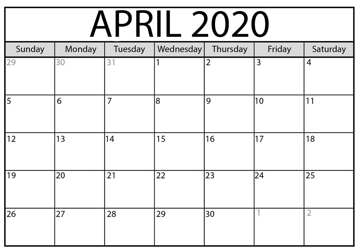 April 2020 Blank Calendar