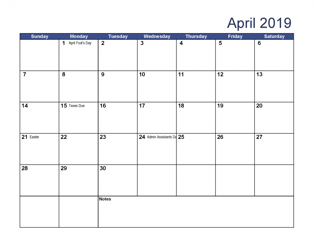 April 2020 Printable Calendar