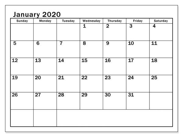 January 2020 Calendar Template