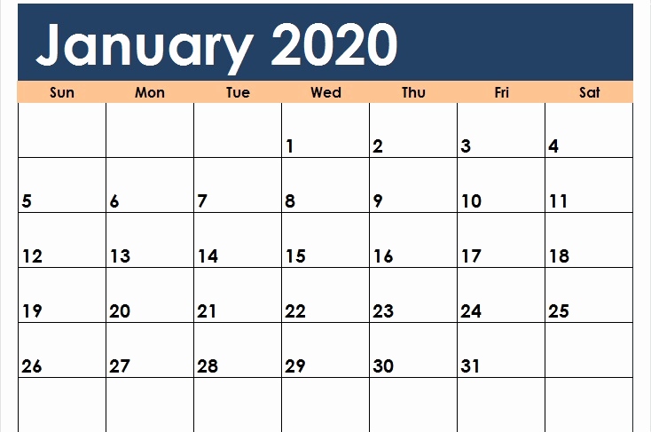 January 2020 Printable Blank Calendar