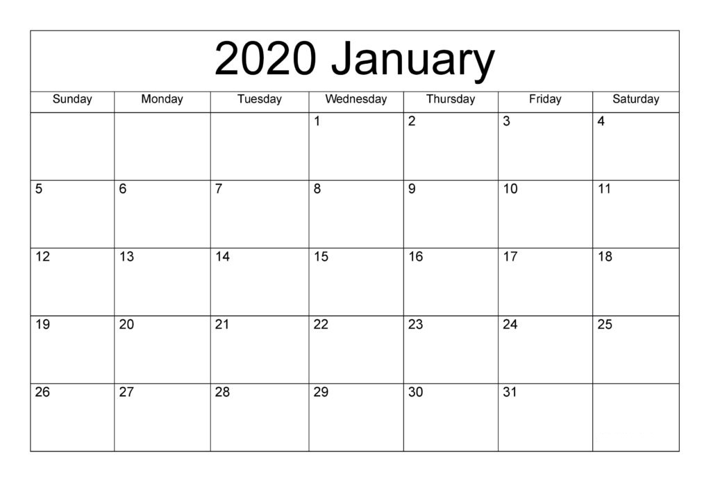 January 2020 Printable Blank Calendar