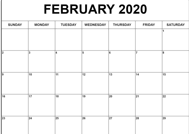 February 2020 Calendar