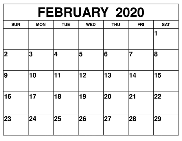 February 2020 Calendar