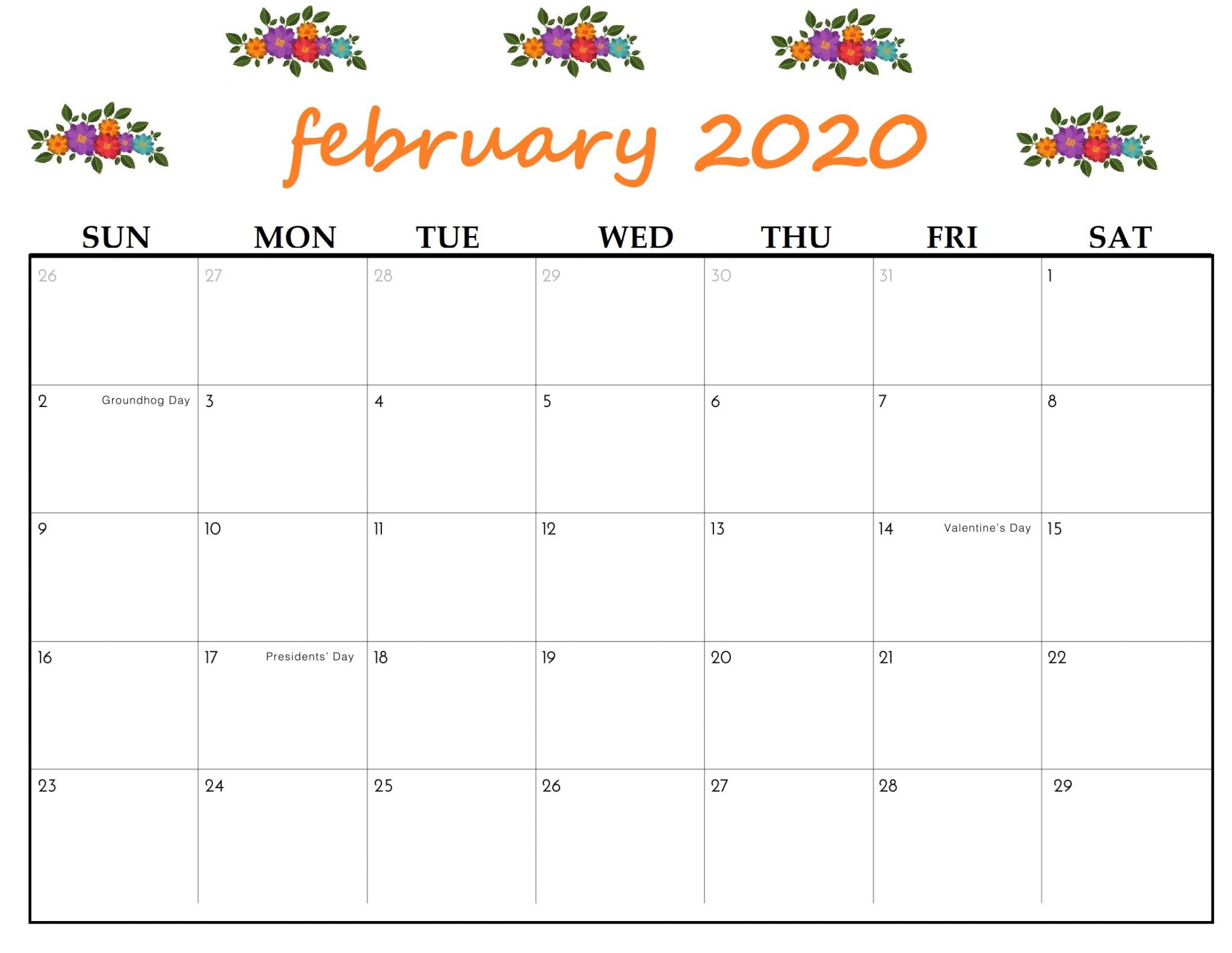 Printable Calendar 2020