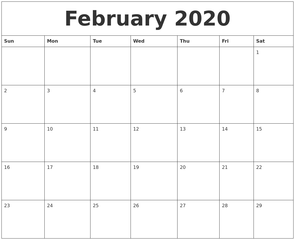 Blank Calendar 2020