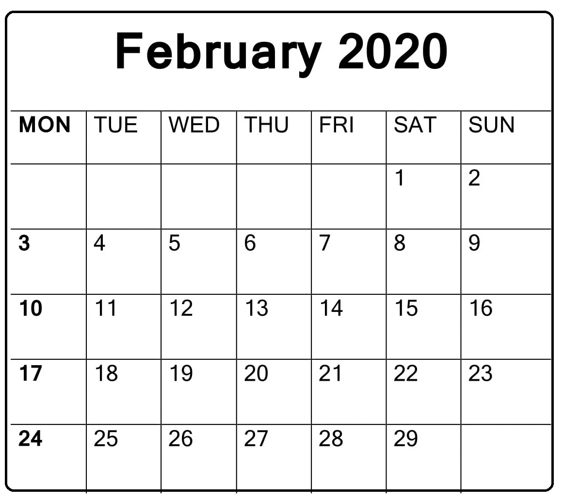 Printable Calendar 2020