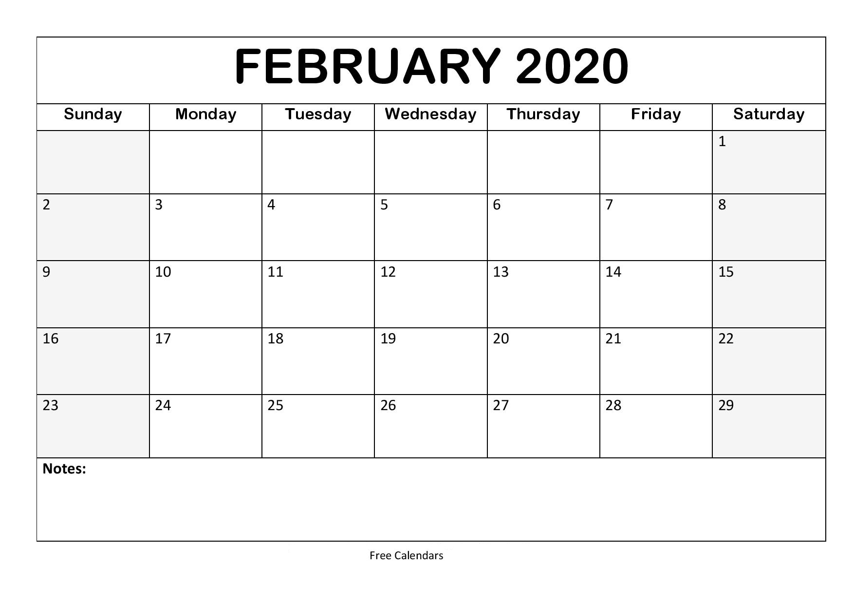 2020 Blank Calendar