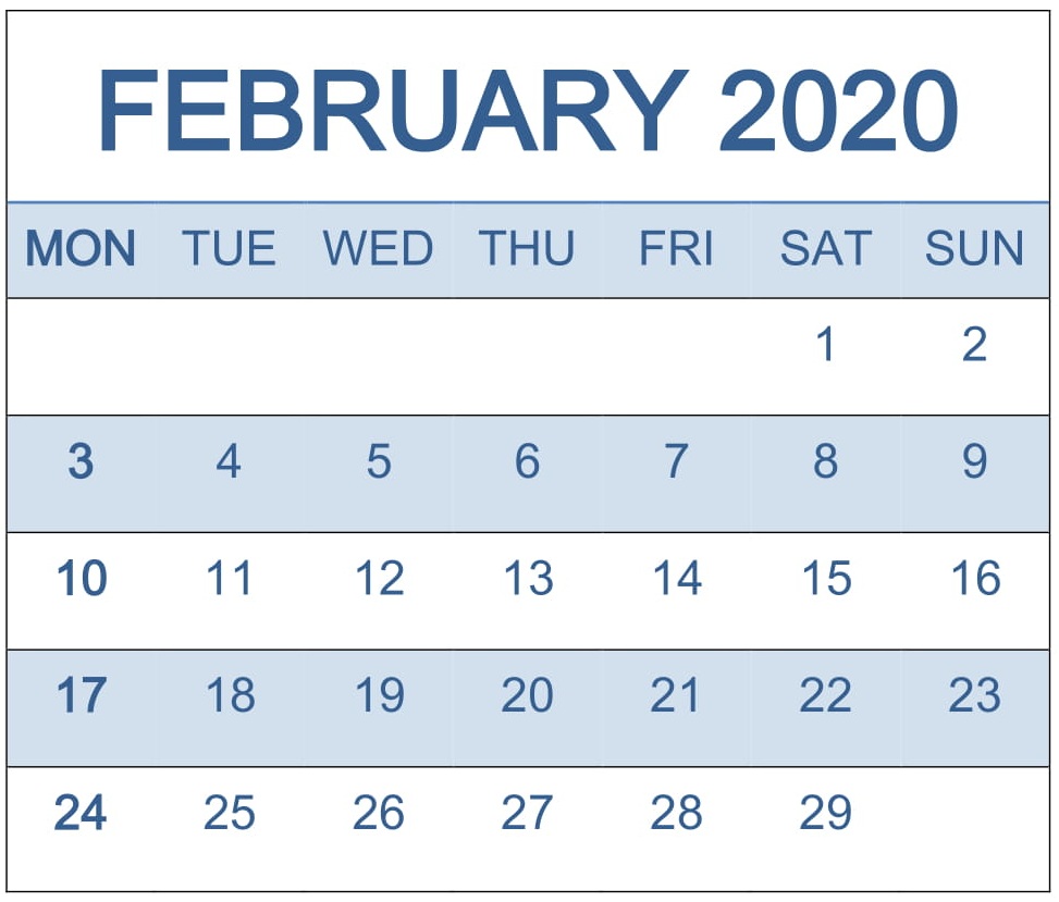 2020 Blank Calendar