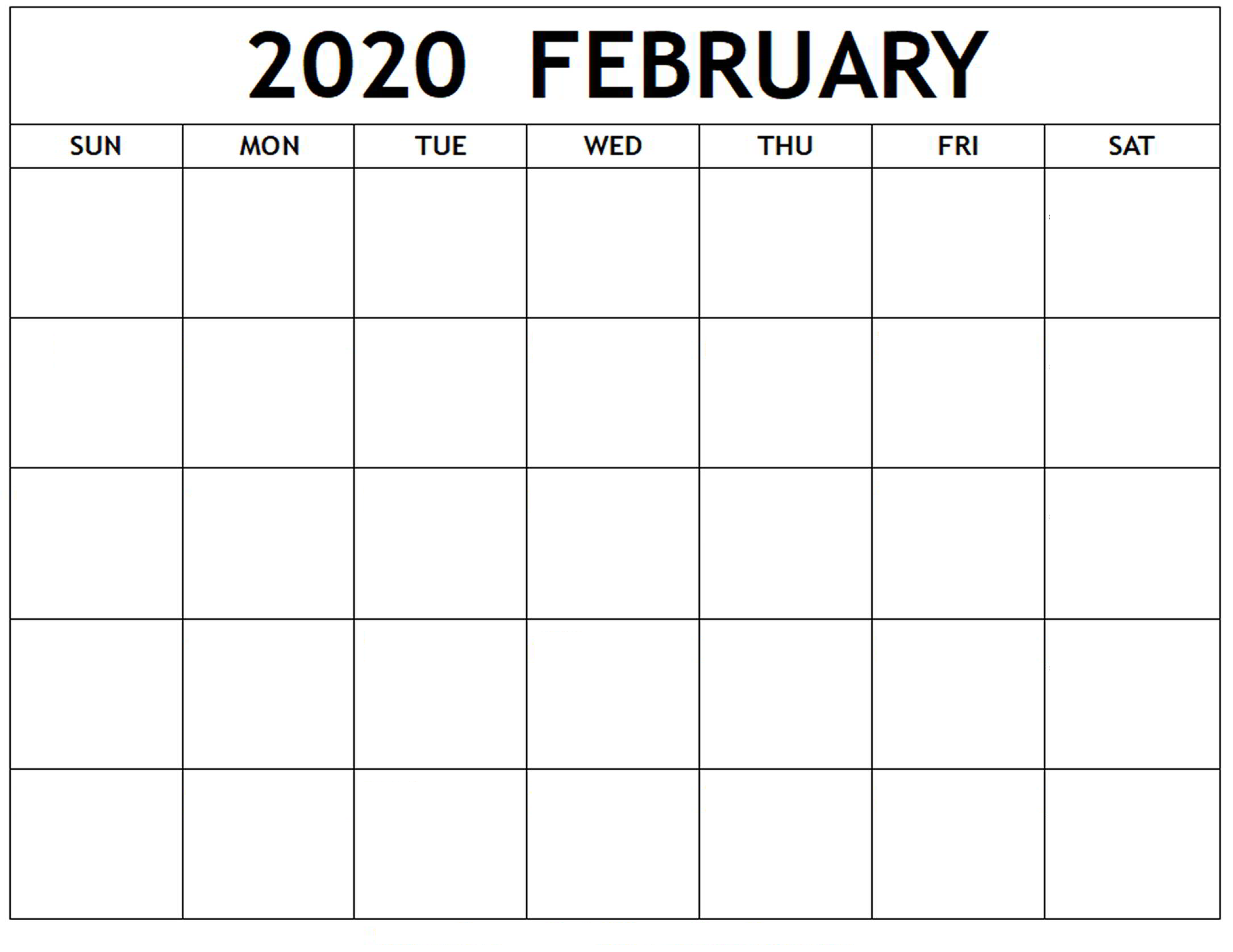 Blank Calendar 2020