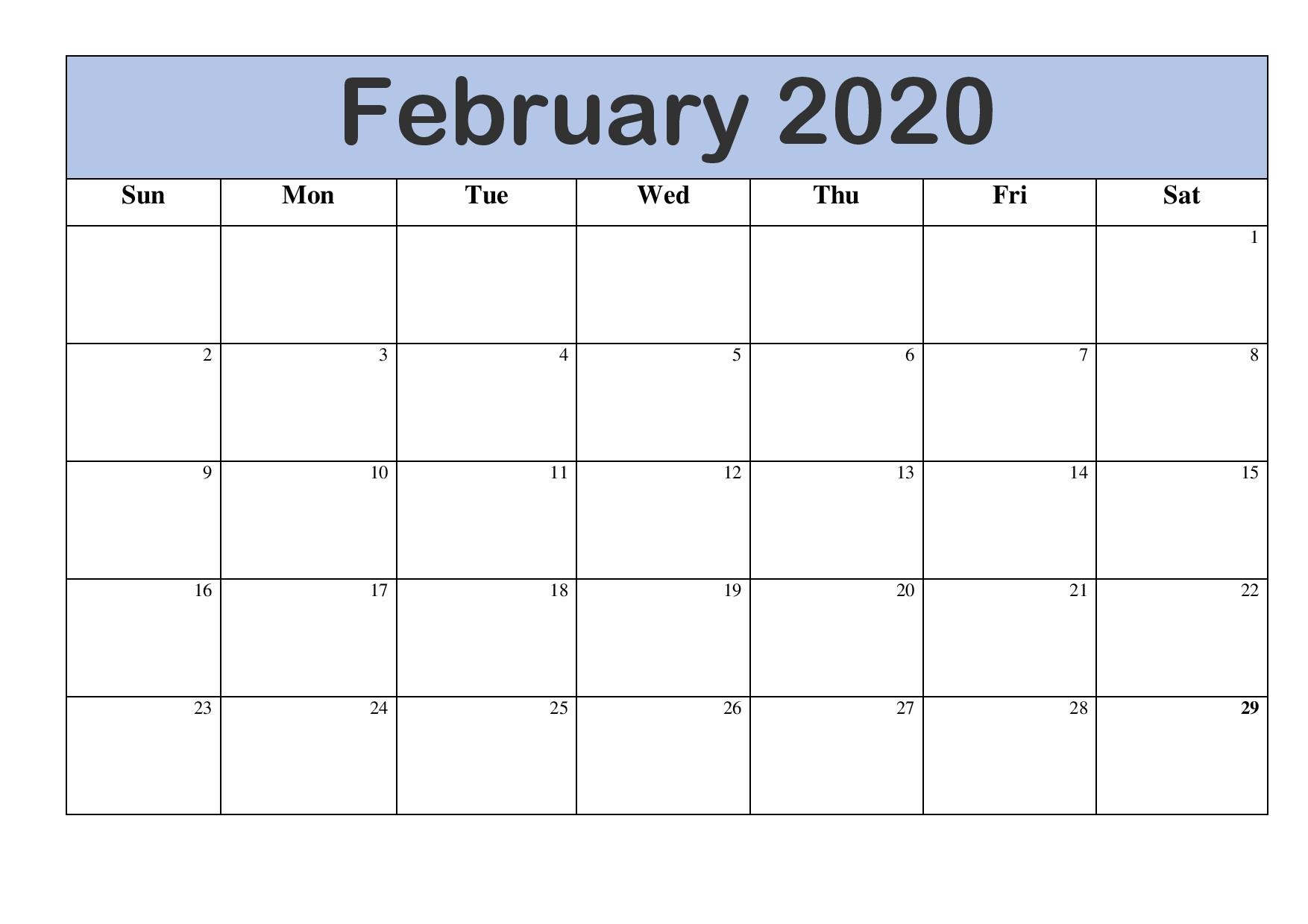 2020 Blank Calendar