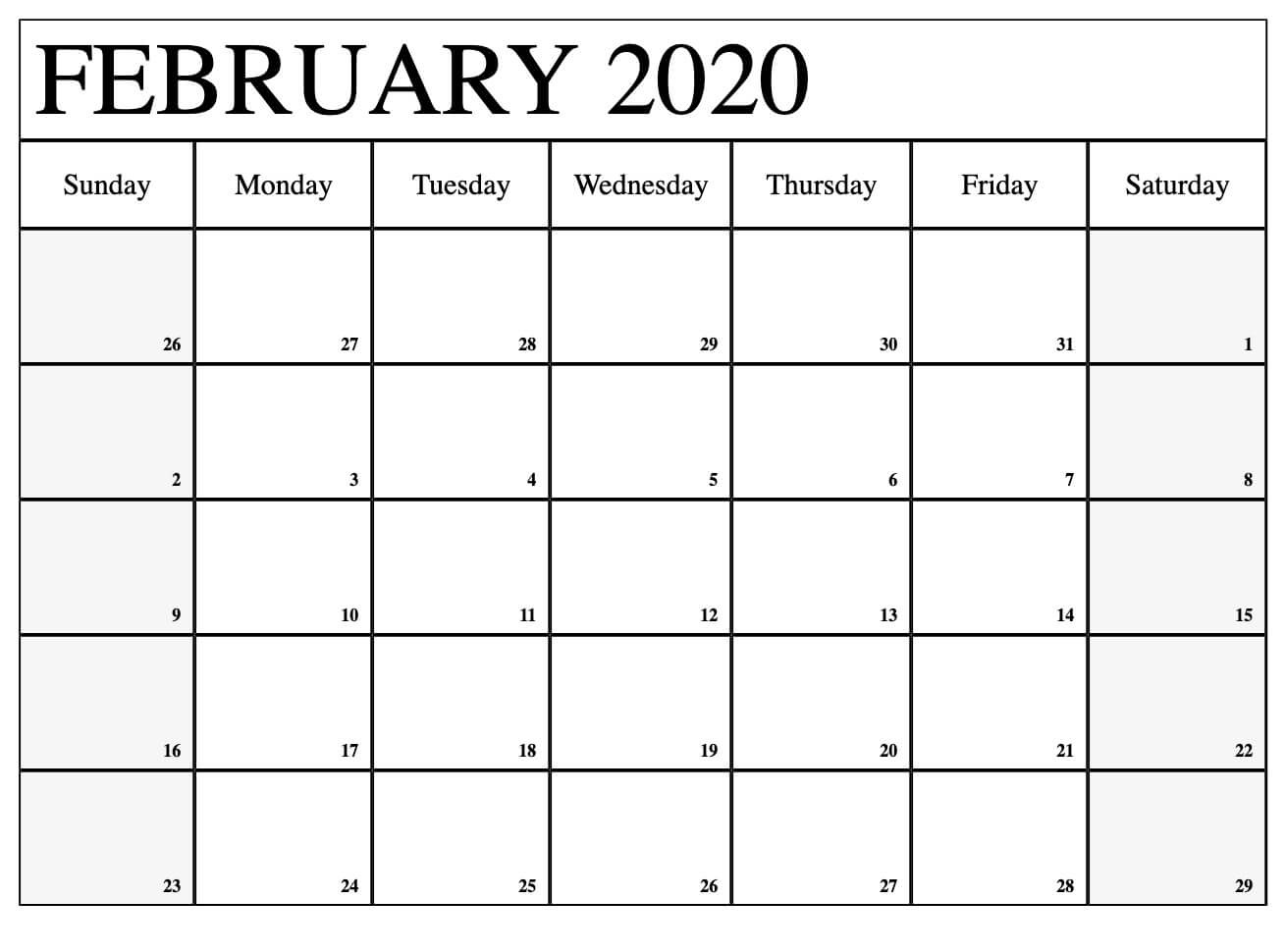 Blank Calendar Template