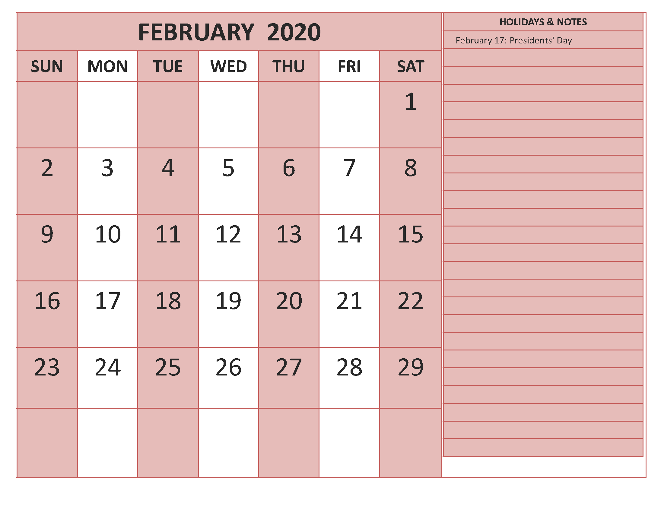 Blank Calendar Template