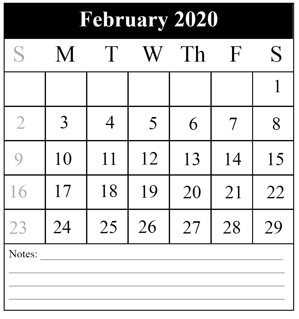 Printable Calendar 2020