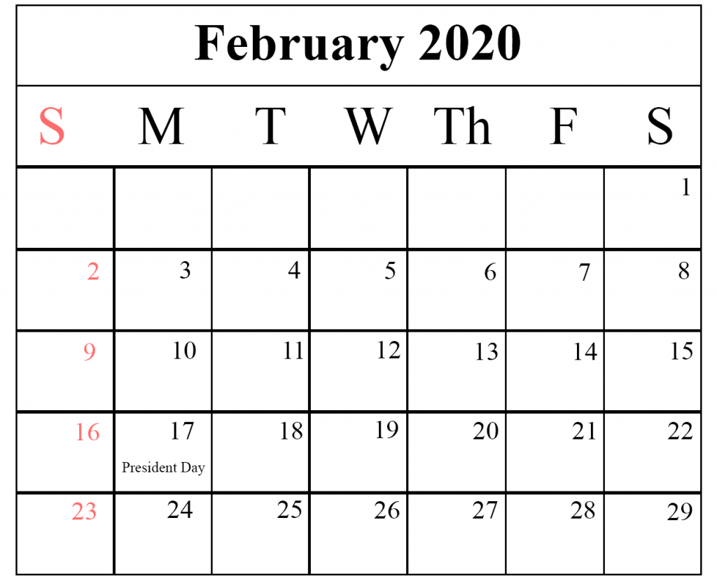 Printable Calendar 2020