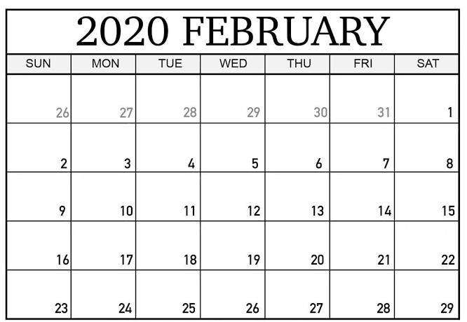 February 2020 Calendar