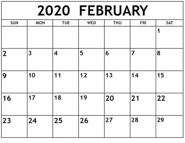 February 2020 Calendar