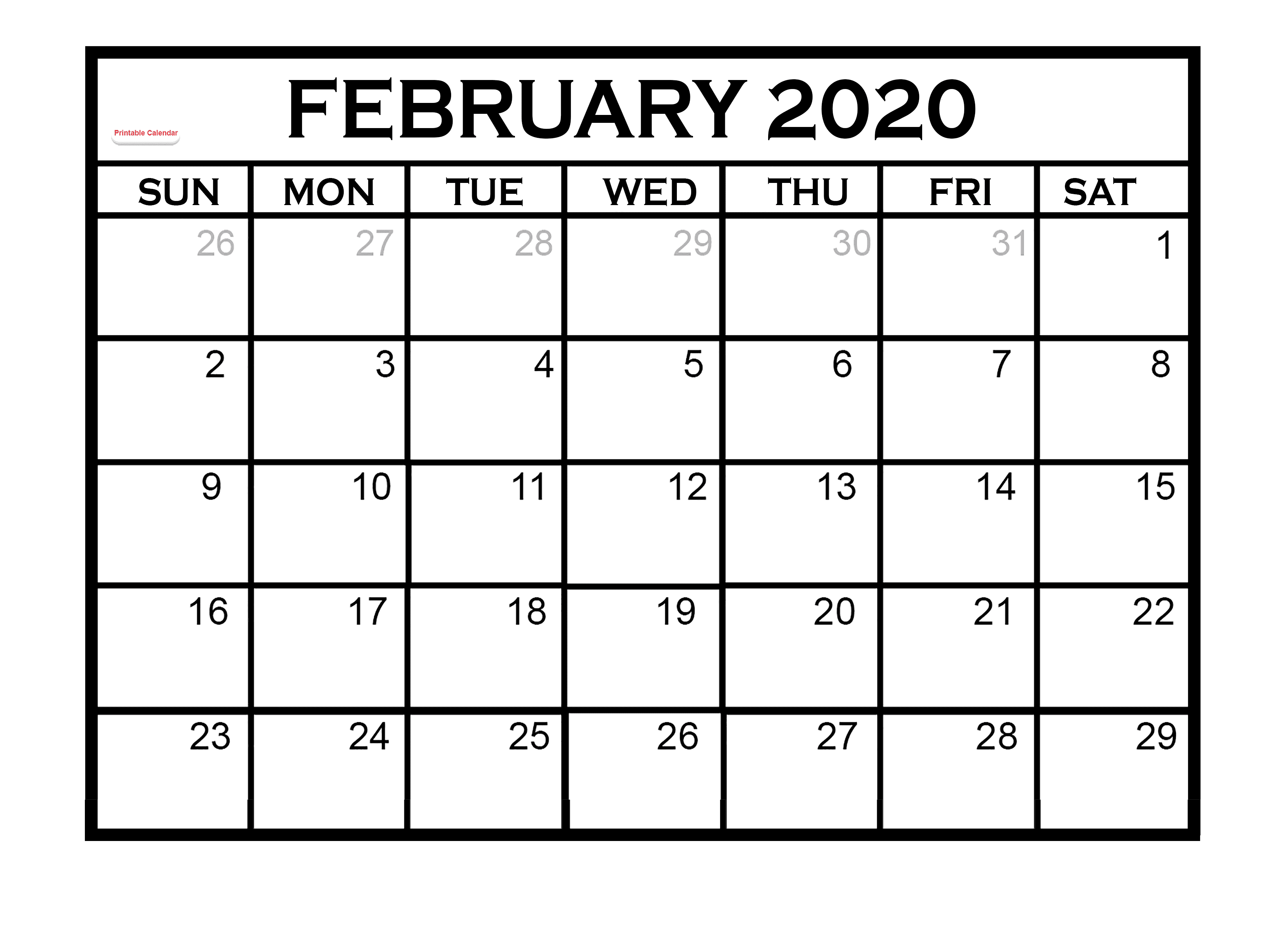 Printable Calendar 2020