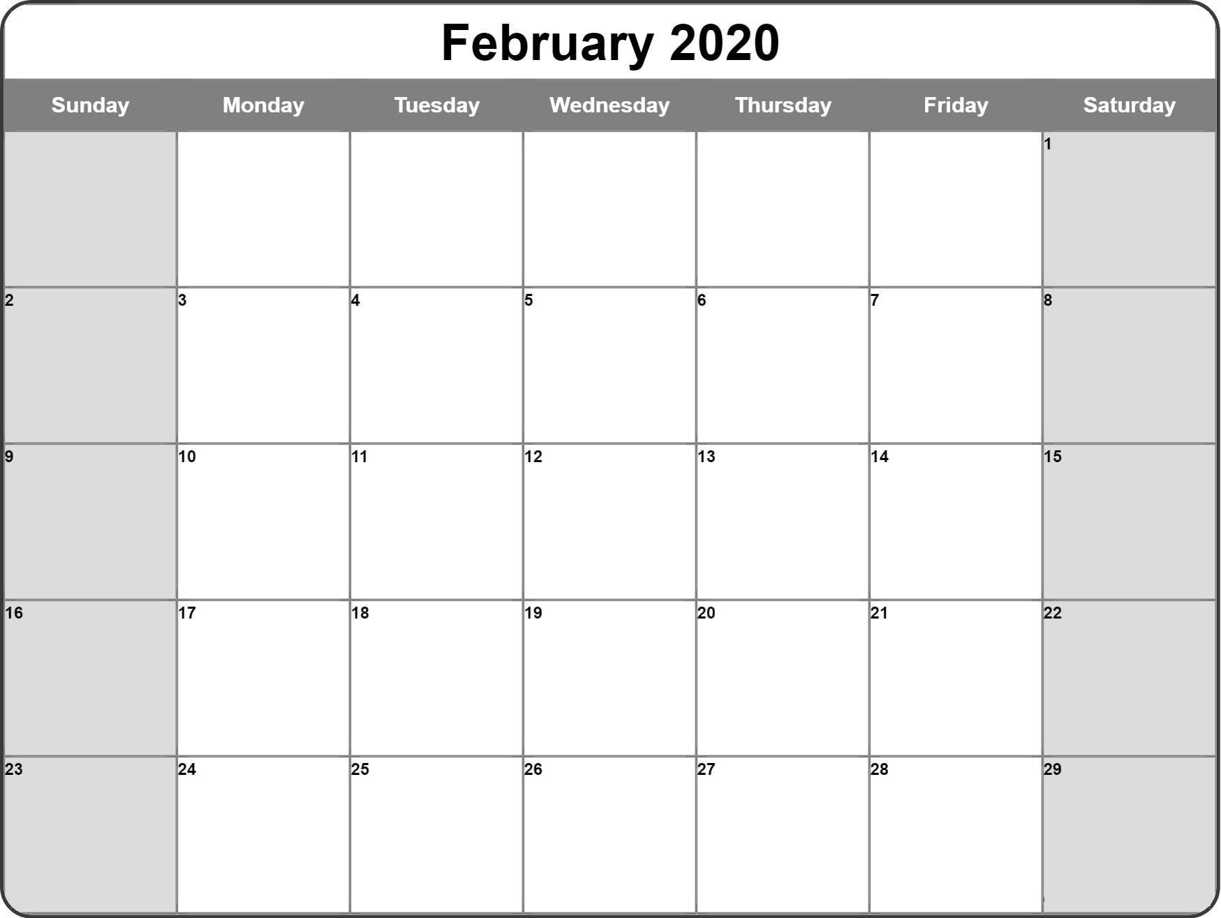 2020 Blank Calendar