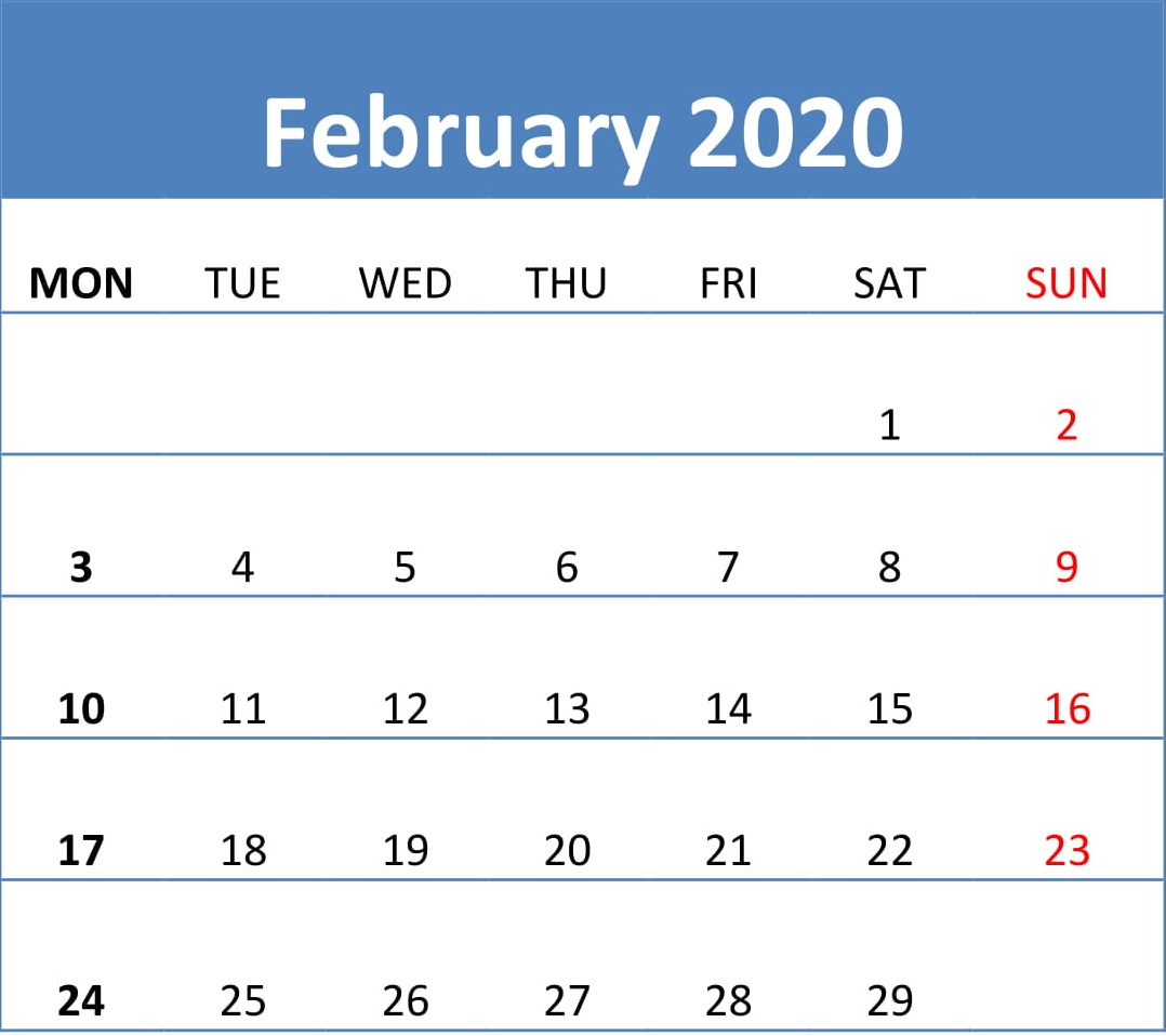 2020 Printable Calendar