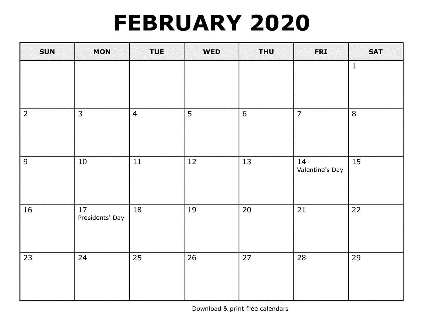 2020 Printable Calendar