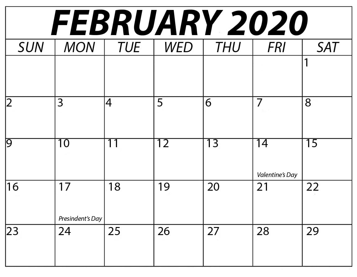 2020 Printable Calendar