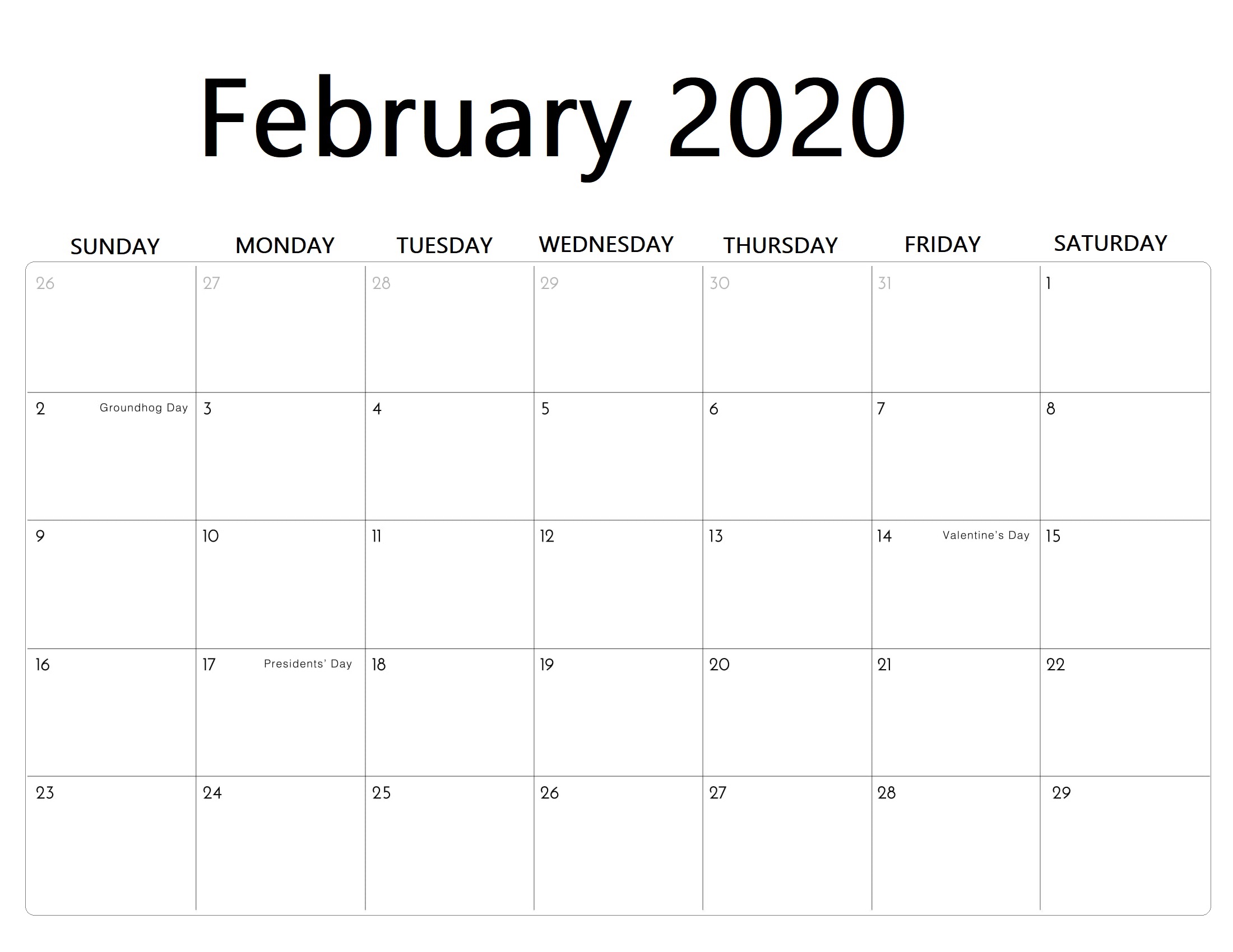 Blank Calendar Template