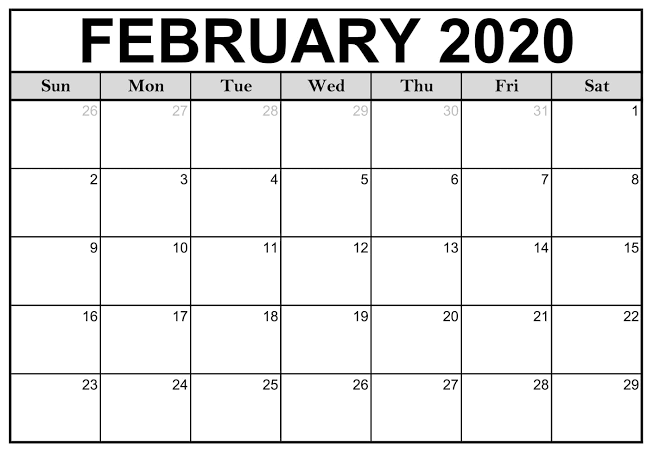 February 2020 Calendar