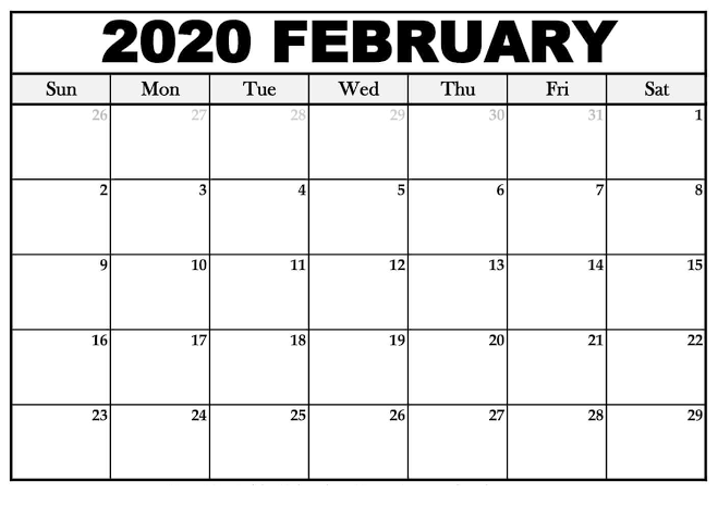 February 2020 Calendar