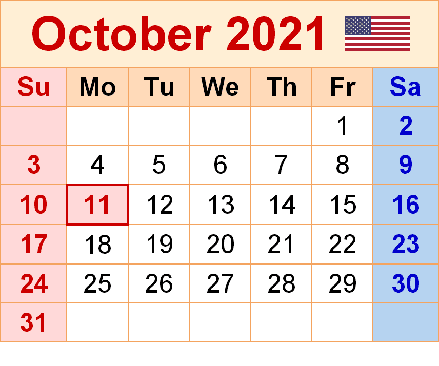2021 October Calendar With Jewish Holidays