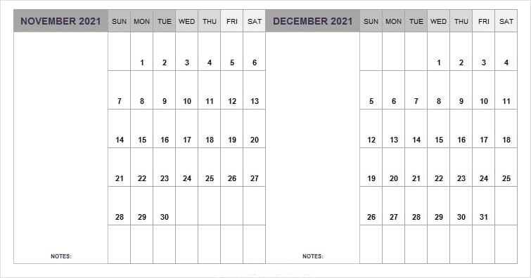 December 2021 Calendar Printable Planner