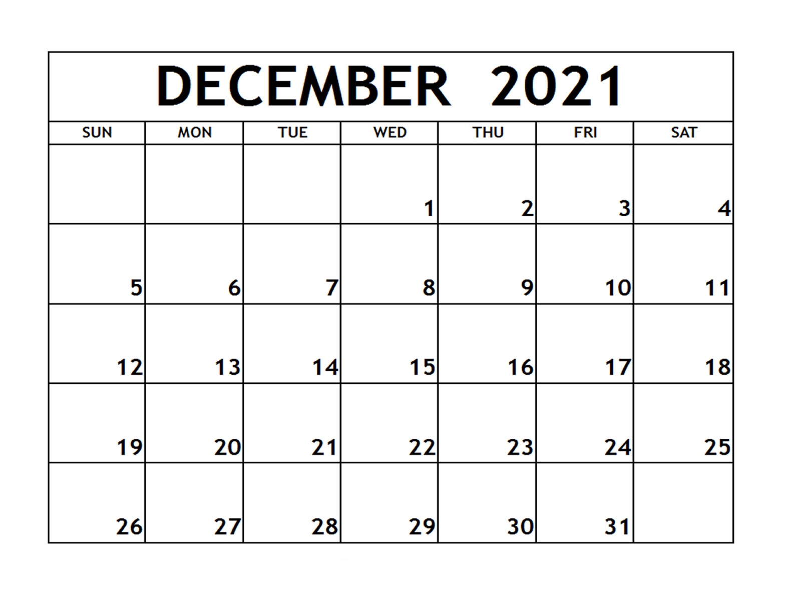 December 2021 Calendar With Bank Holidays