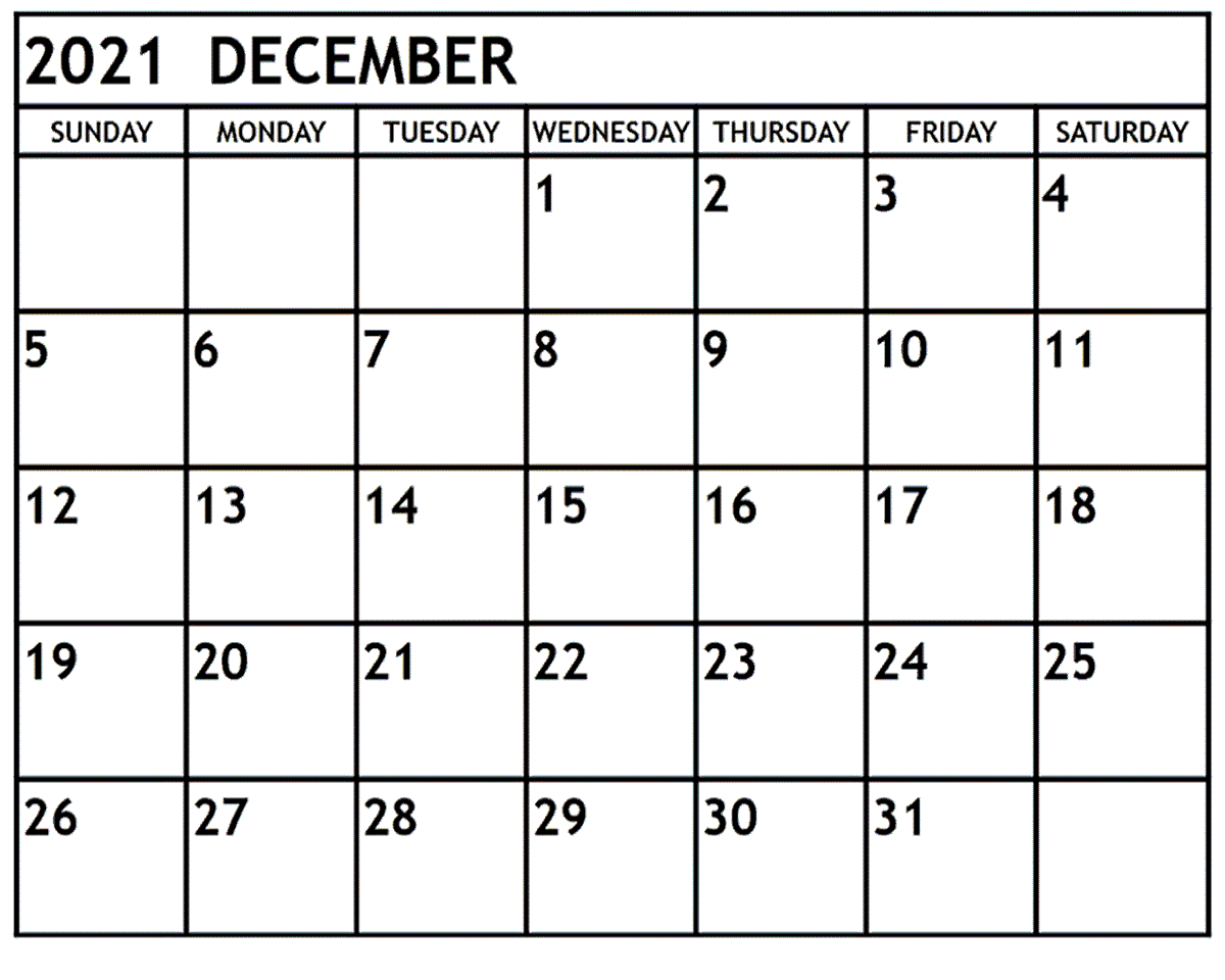 December 2021 Calendar With Holidays