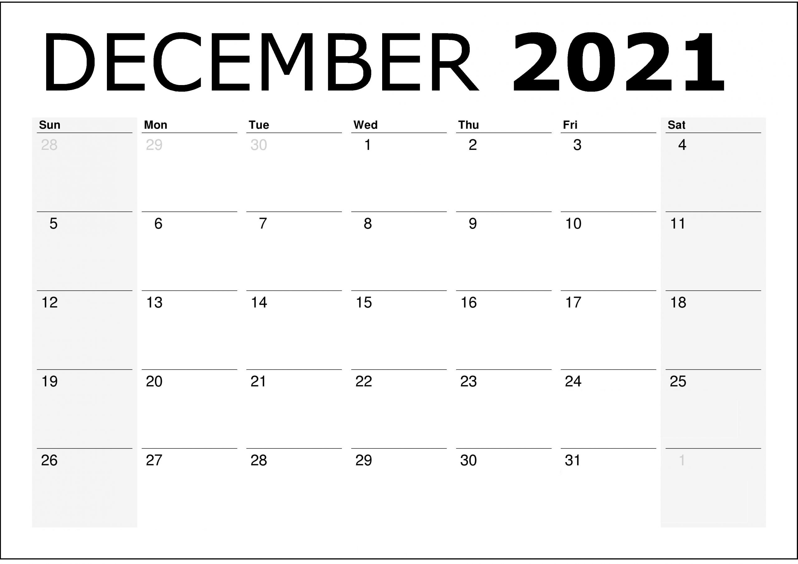 December 2021 Printable Calendar Holiday Stickers