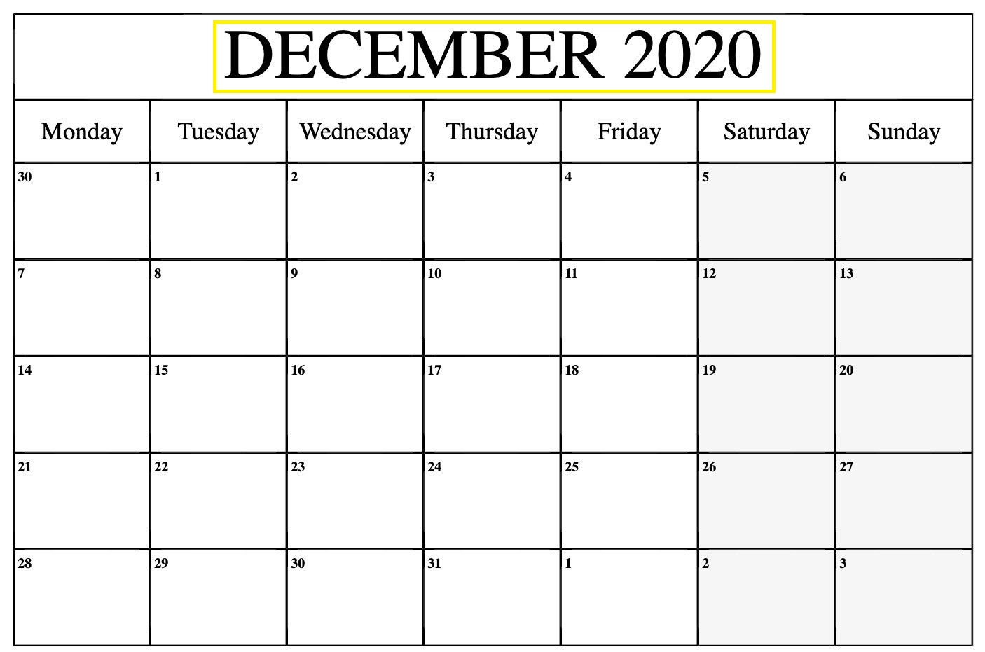 December 2021 Printable Calendar With Holidays