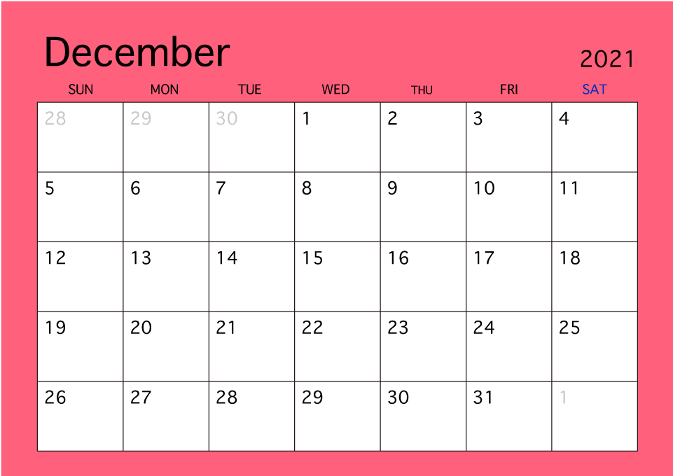 December Calendar 2021 Canada