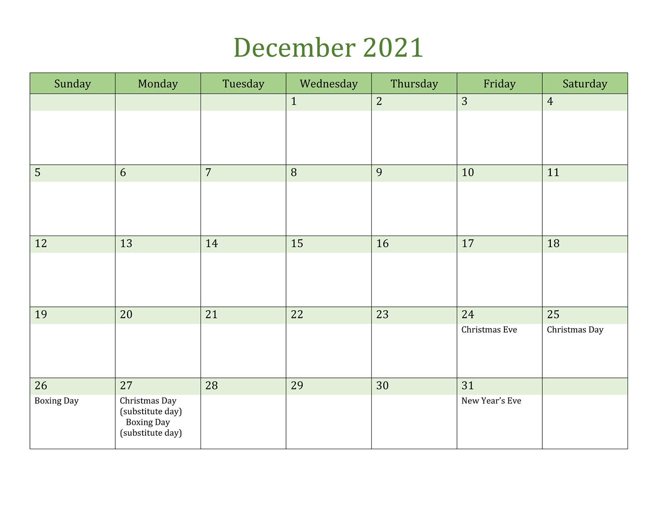 December Calendar 2021 Telugu