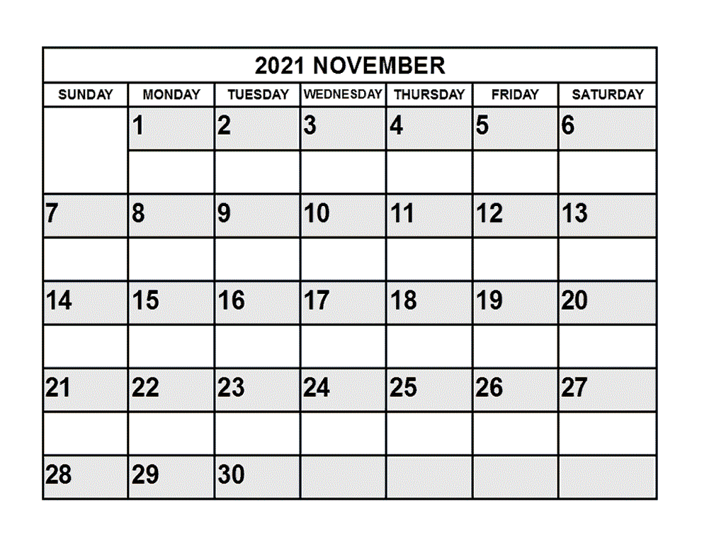 November 2021 Blank Calendar