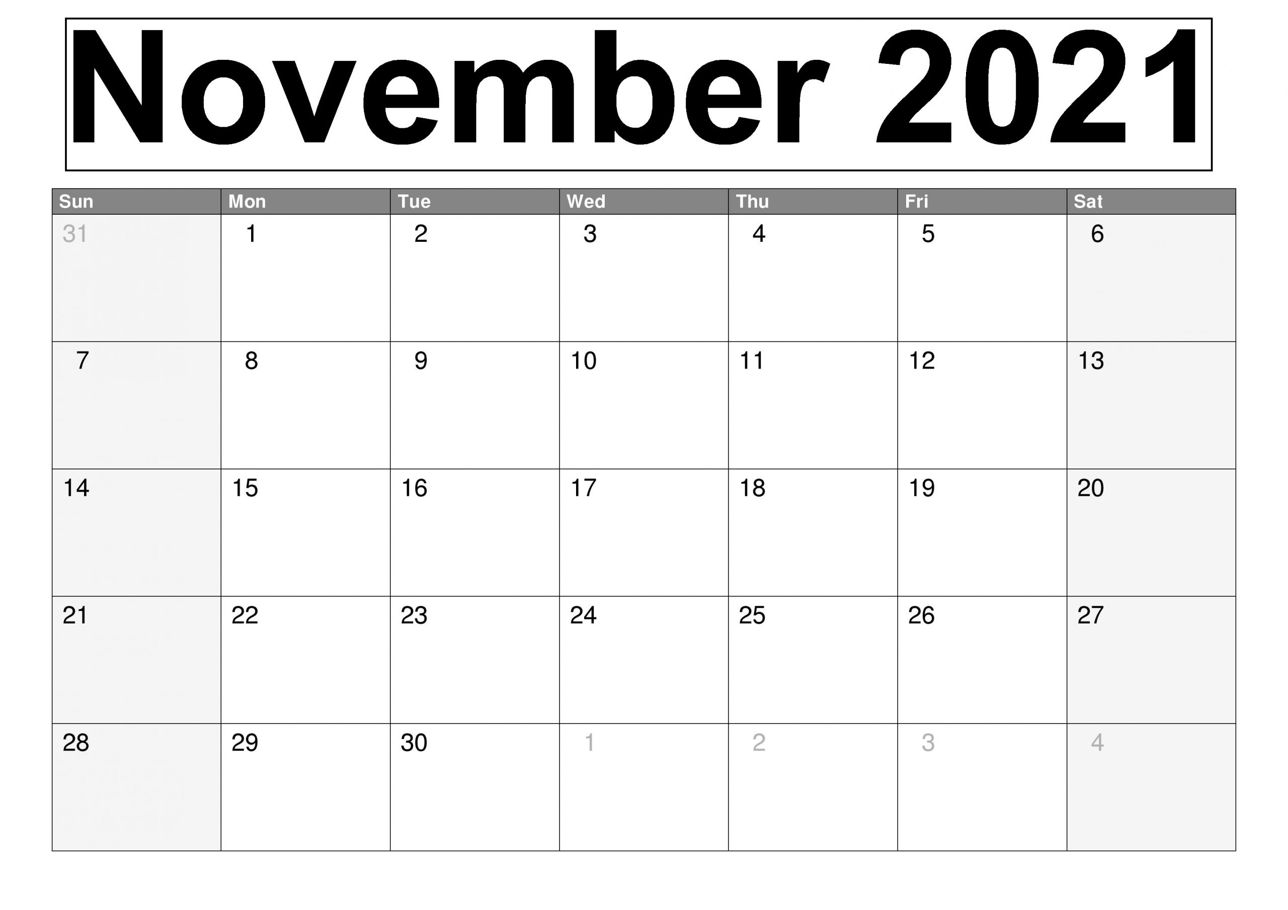November 2021 Calendar Kalnirnay