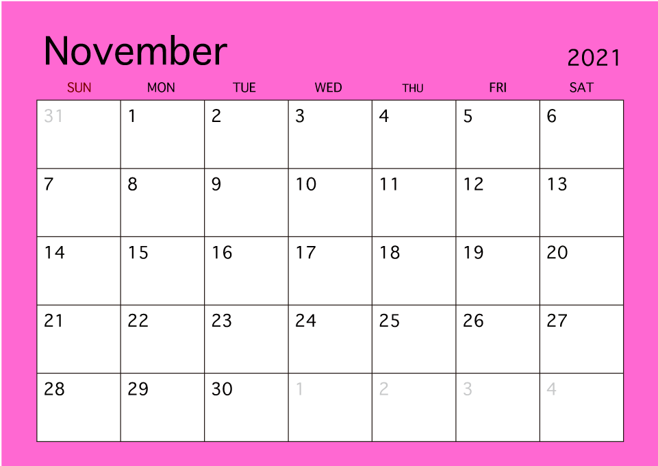 November 2021 Calendar Printable Refills for Planner