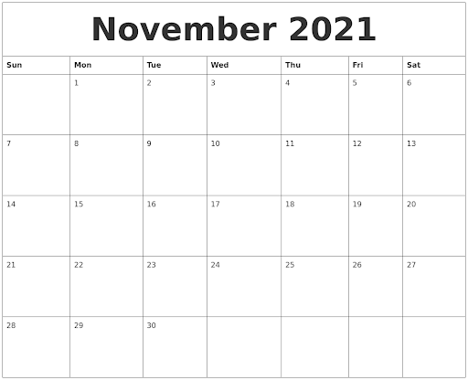November 2021 Calendar Printable Summer Planner Template