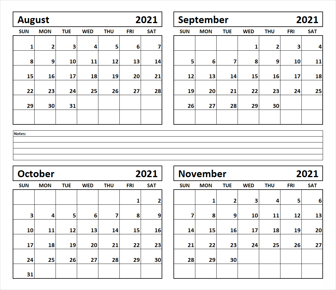 November 2021 Calendar Printable Vertical Version