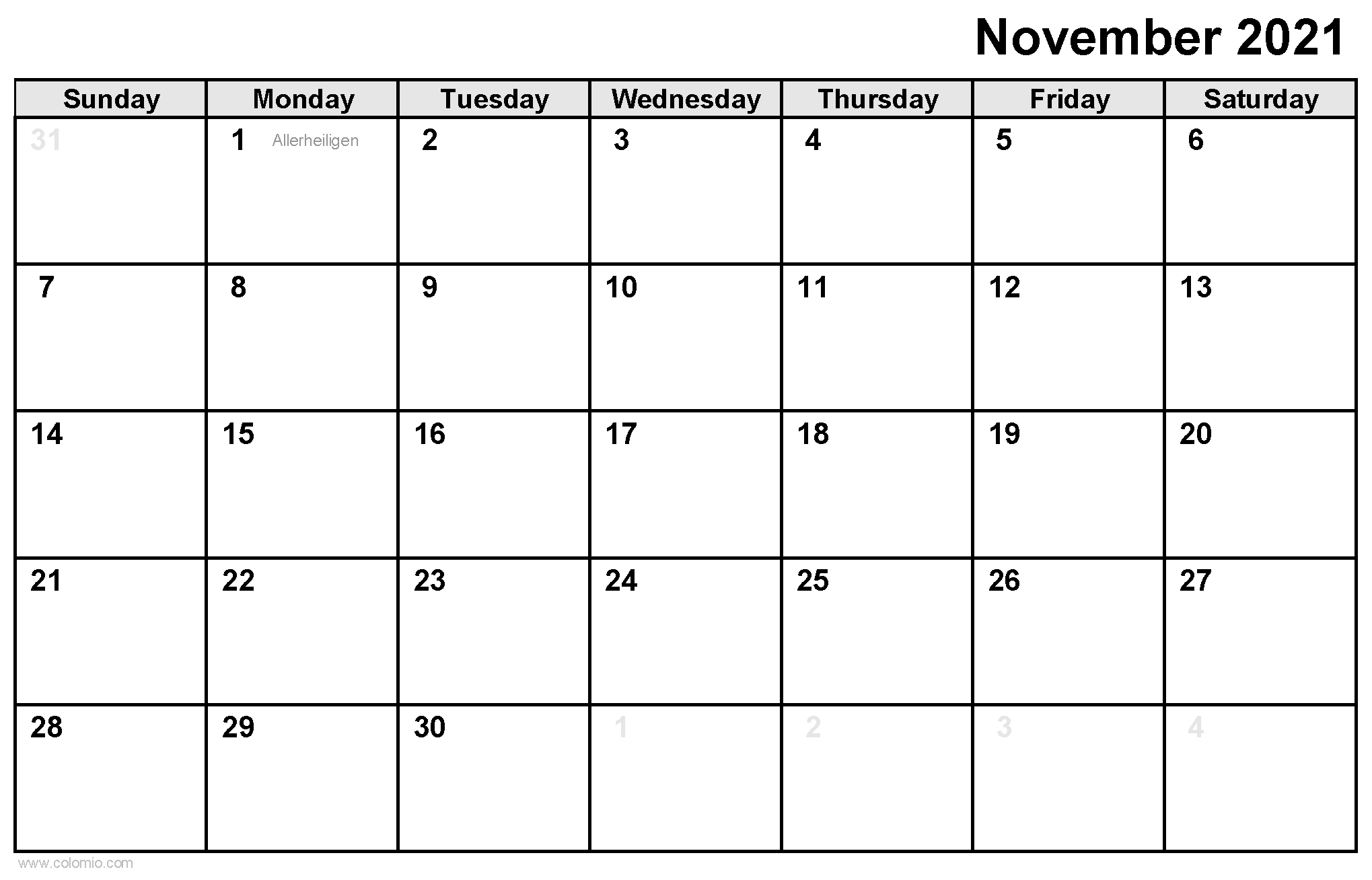 November 2021 Calendar With Holidays India