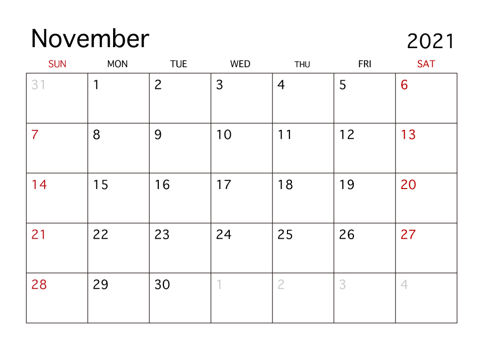 November 2021 Calendar With Holidays PDF