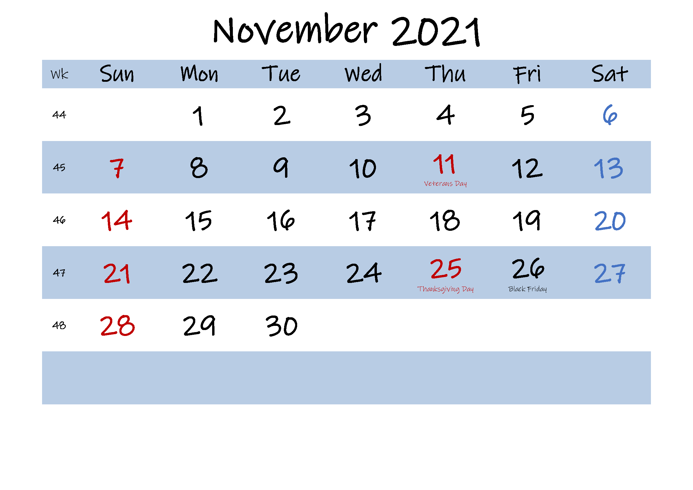 November 2021 Printable Calendar Coloring Pages