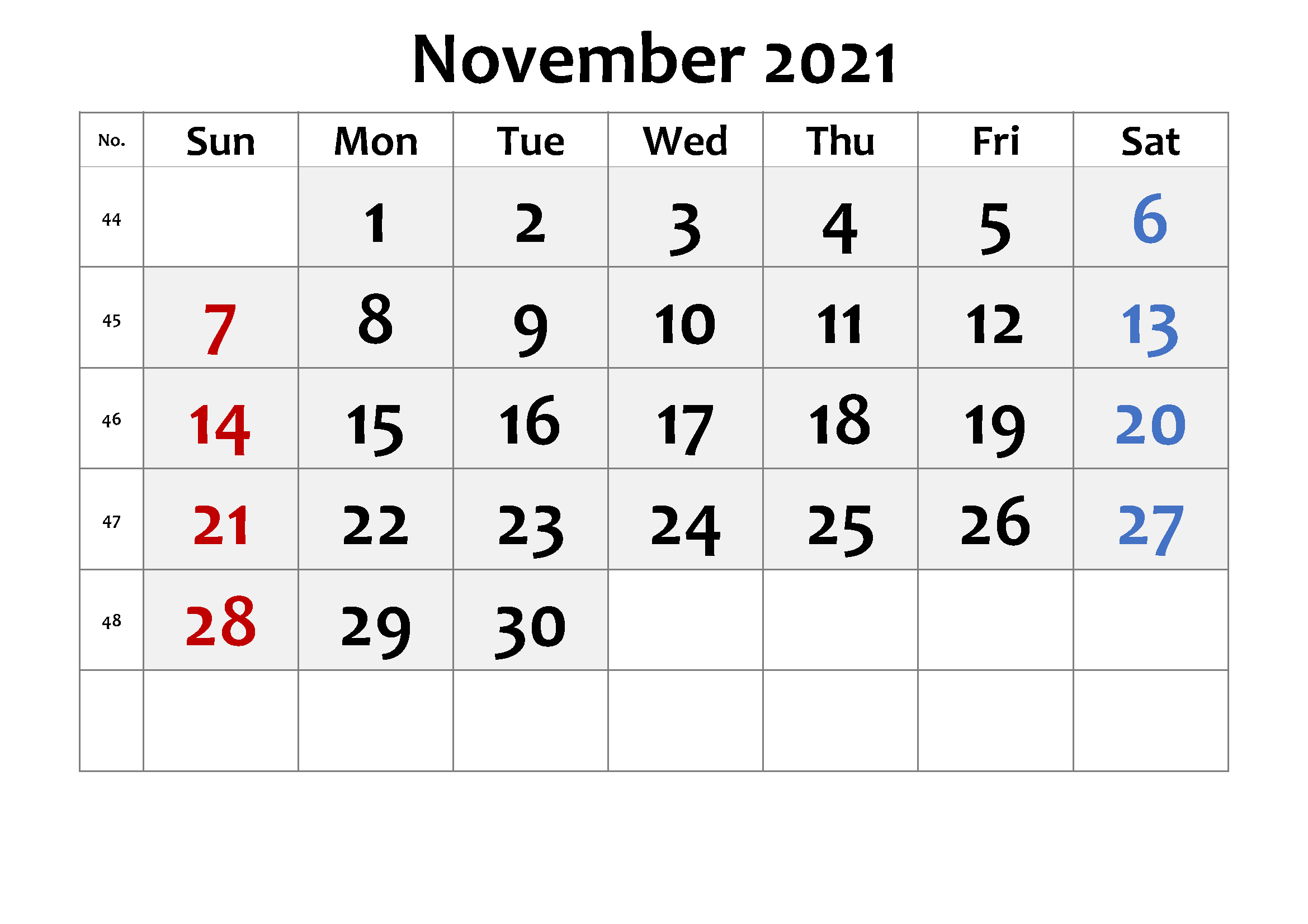 November 2021 Printable Calendar For Kids Students 1