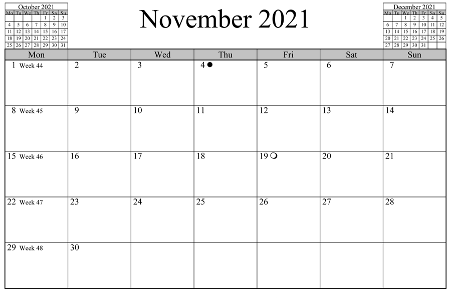November Calendar 2021 Printable Free