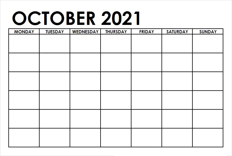 October 2021 Calendar Printable Free Editable Excel