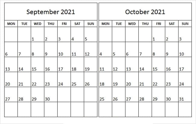 October 2021 Calendar Printable Half Page Printable