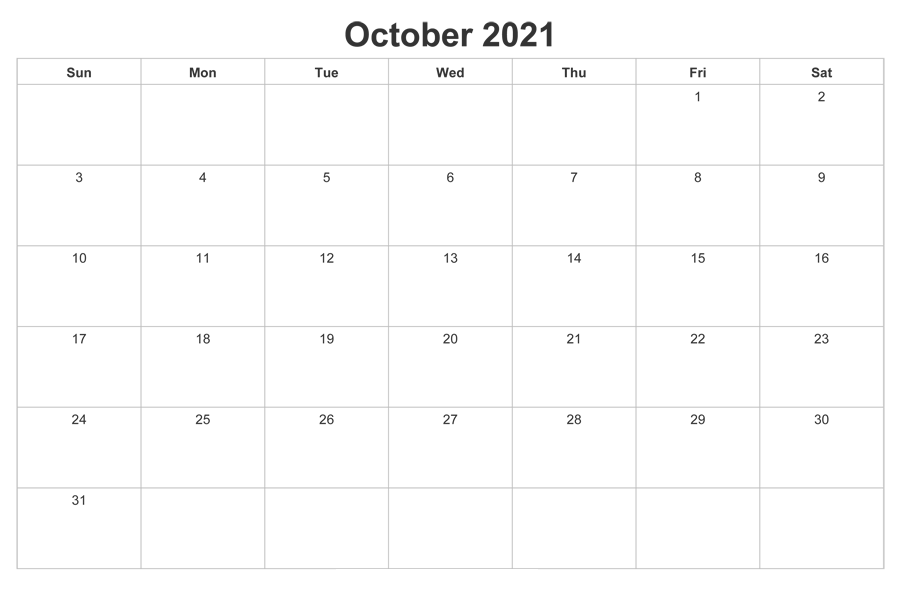 October 2021 Calendar Printable Wiki