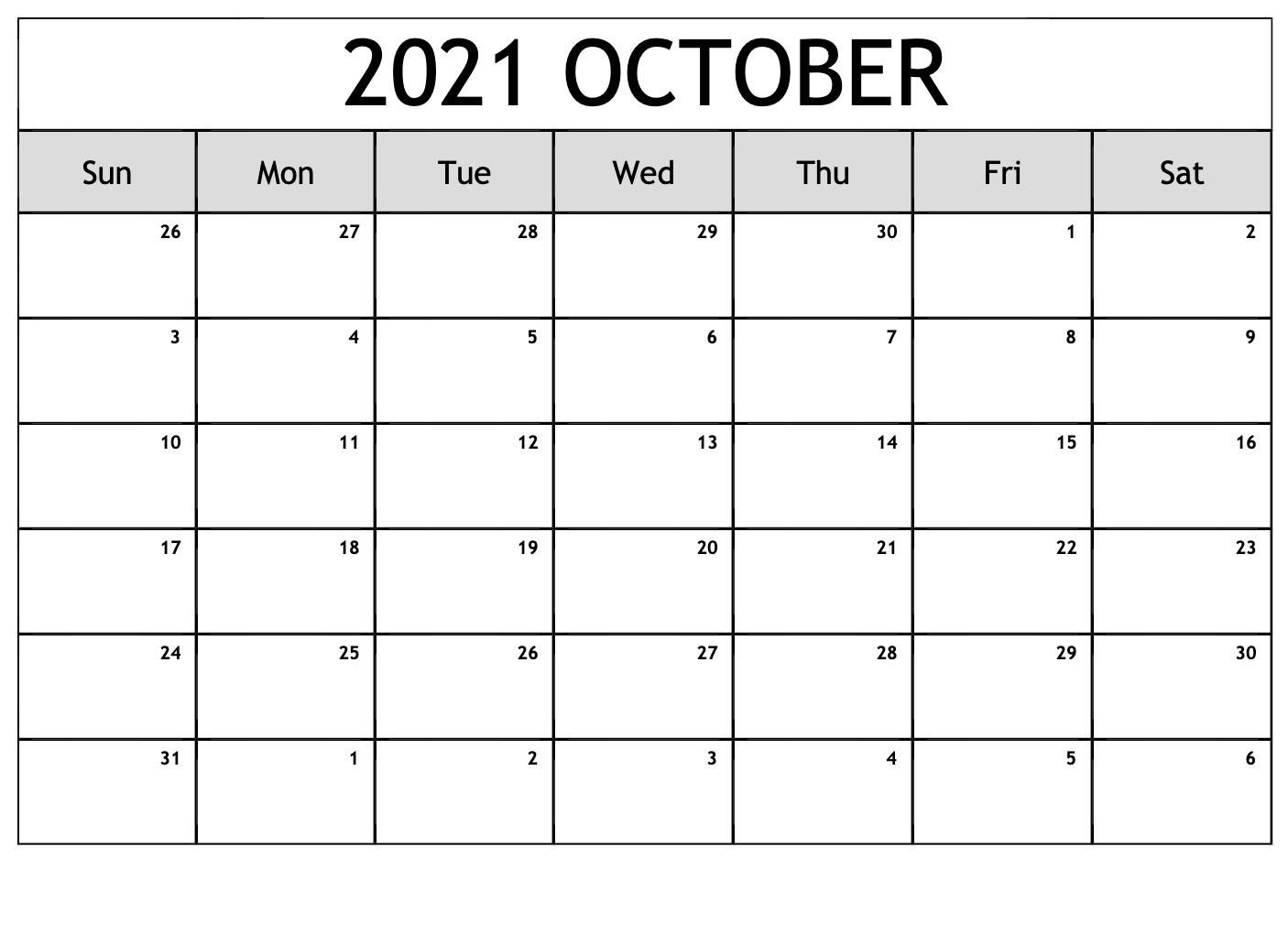 October 2021 Calendar With Bank Holidays